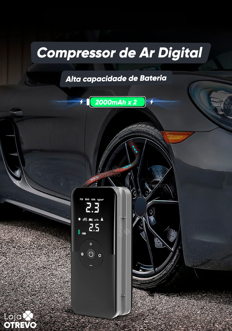 Compressor De Ar Digital Portátil (Calibrador de Pneus) DigiRoda®