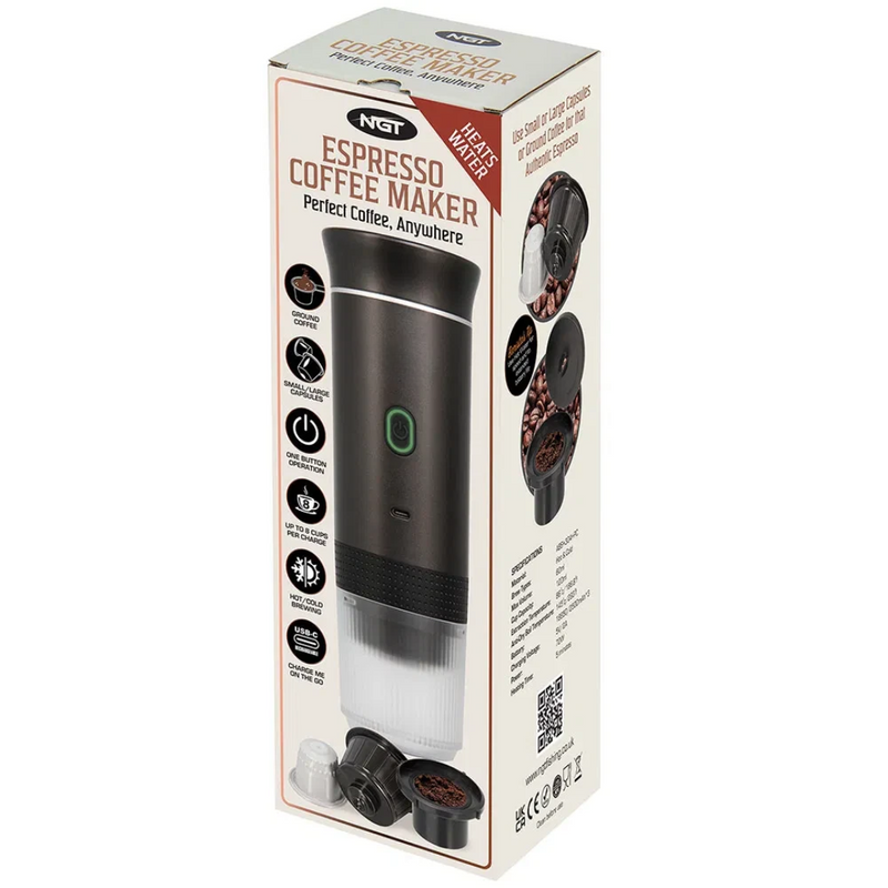 Máquina de Café Expresso Portátil 3 em 1 – Sem Fio, USB-C, 15 Bar, para Cápsulas e Pó