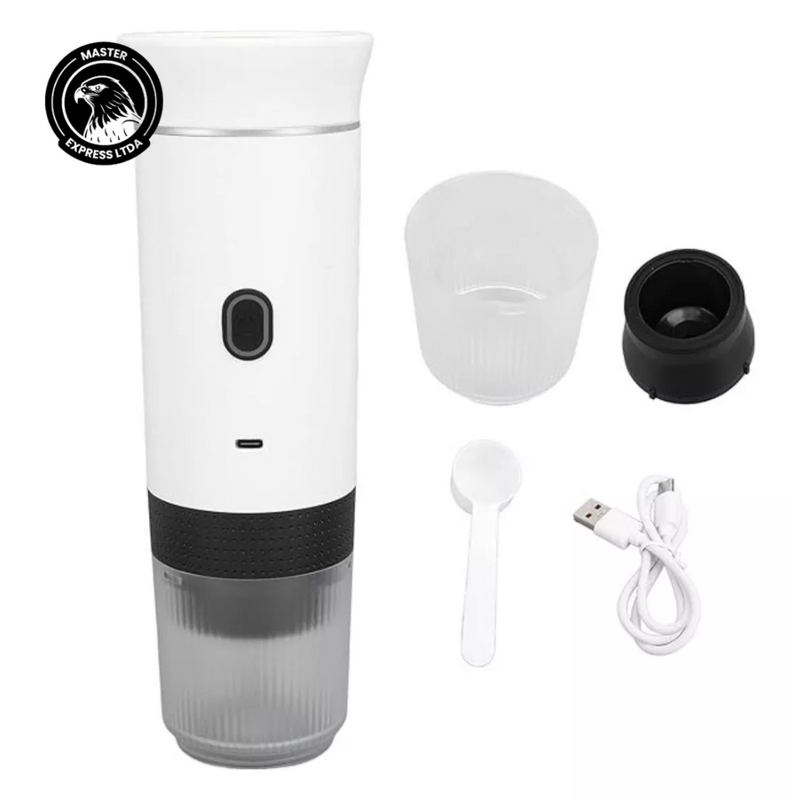 Máquina de Café Expresso Portátil 3 em 1 – Sem Fio, USB-C, 15 Bar, para Cápsulas e Pó