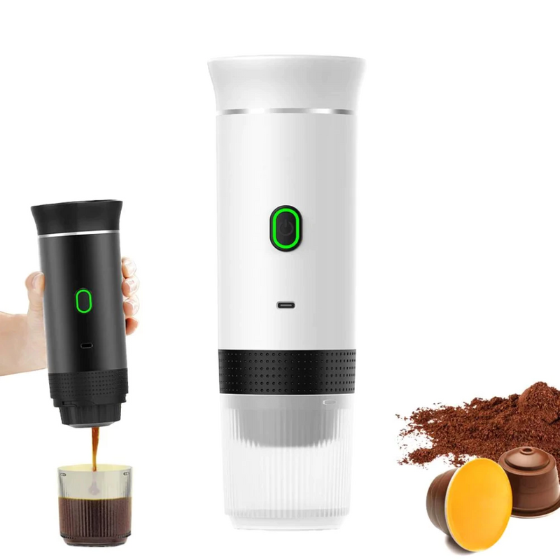 Máquina de Café Expresso Portátil 3 em 1 – Sem Fio, USB-C, 15 Bar, para Cápsulas e Pó