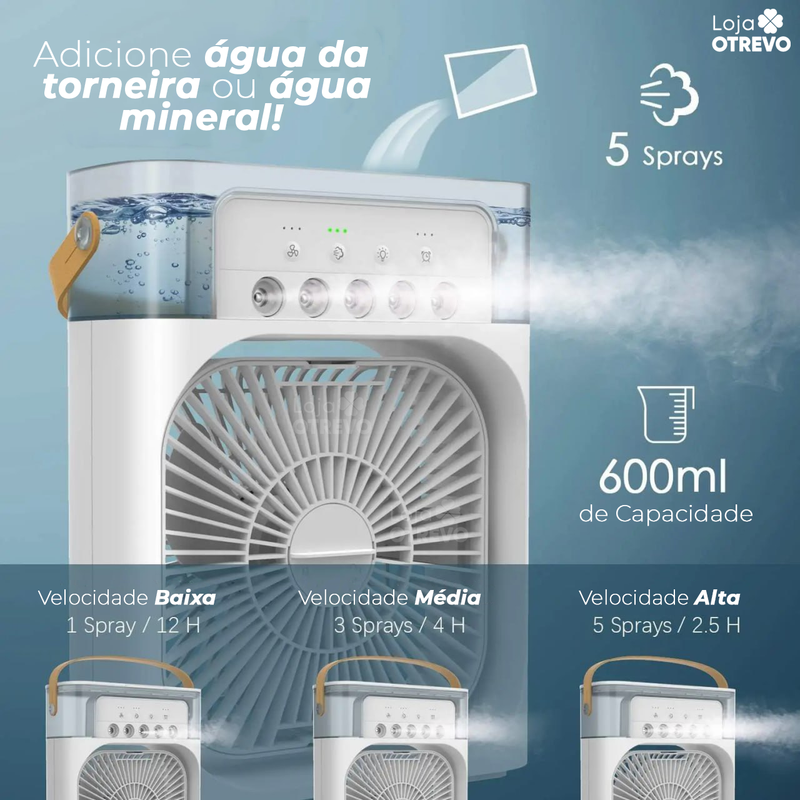 ZeroCold ® Mini Ar Condicionado Portátil 3 em 1 - (Esfria, Ventila e Umidifica)