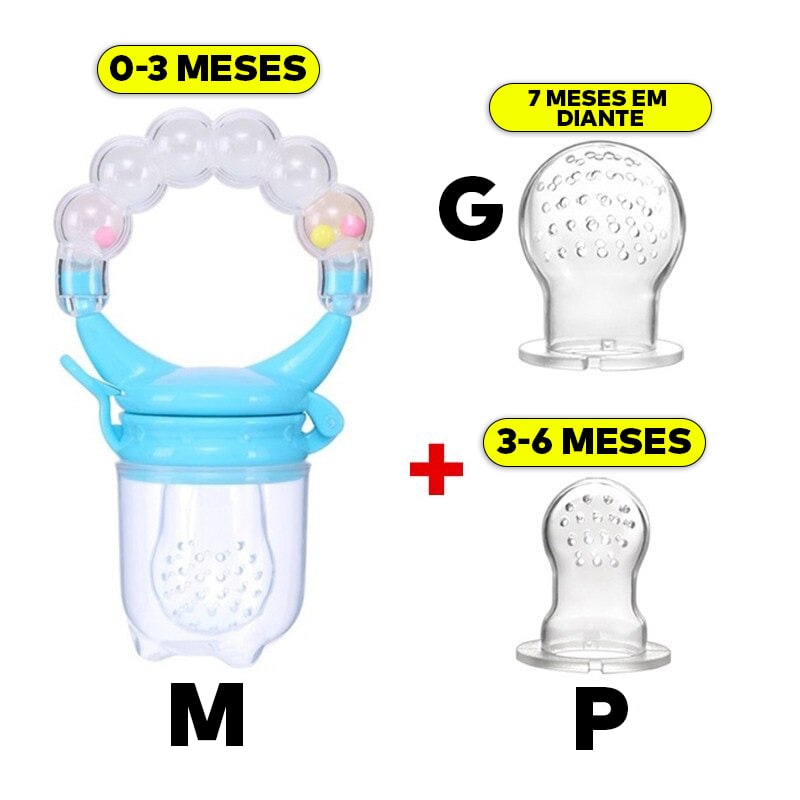 Kit 3 Chupetas Alimentadoras com Furos para Frutas p/ Bebê - FruitBaby®