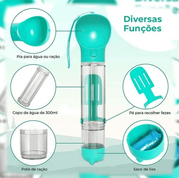 Garrafa de água para Cães e Gatos 4 em 1 ®PetBottle