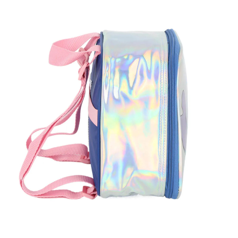 Kit Mochila com Lancheira e Estojo Stitch Prata Holografica