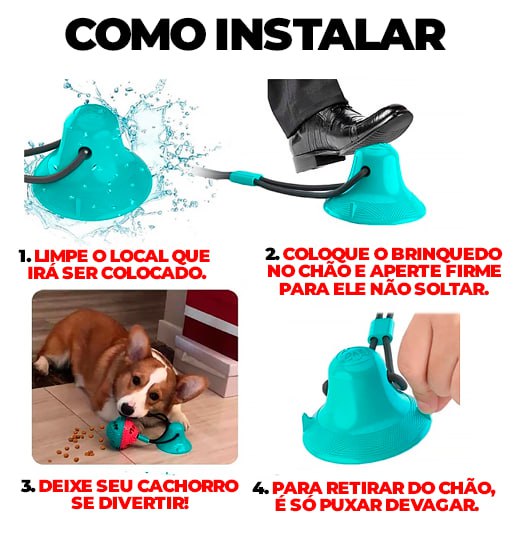 Brinquedo Mordedor Interativo com Ventosa Para Cães - ®PuxaDog