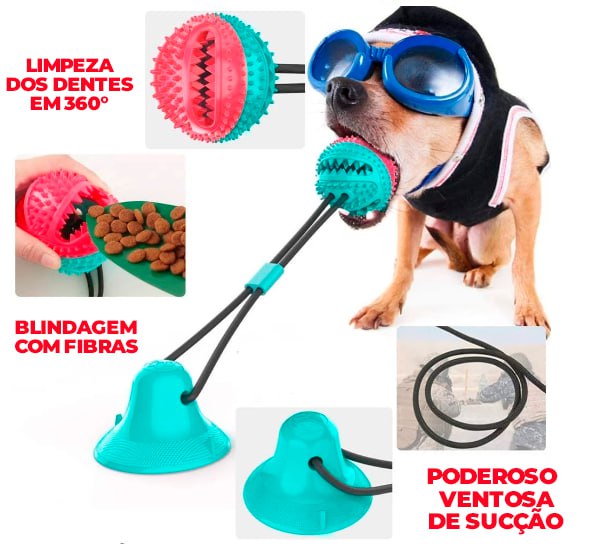 Brinquedo Mordedor Interativo com Ventosa Para Cães - ®PuxaDog