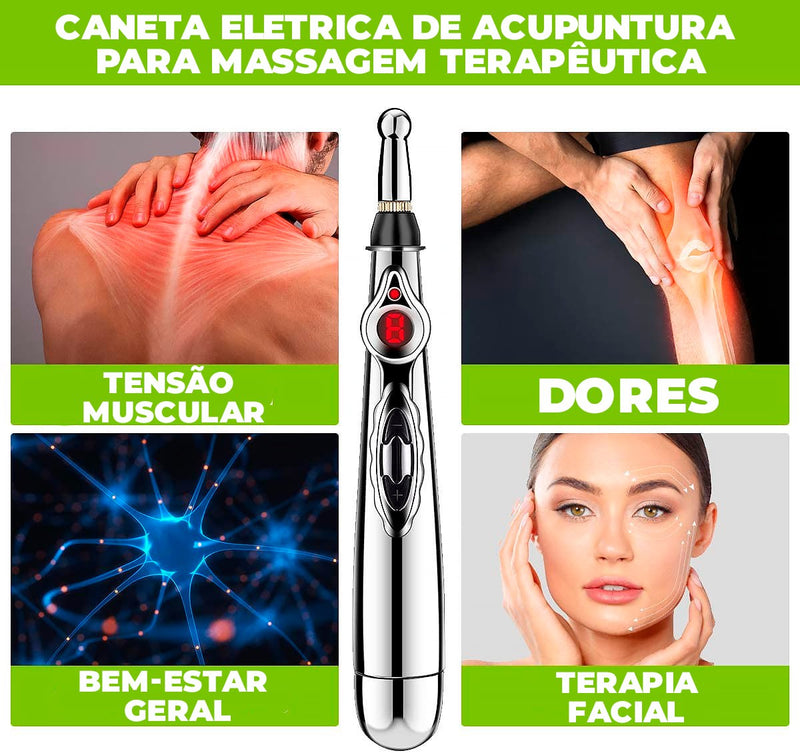 Caneta Eletrônica de Acupuntura Para Massagem Terapêutica - TechMax