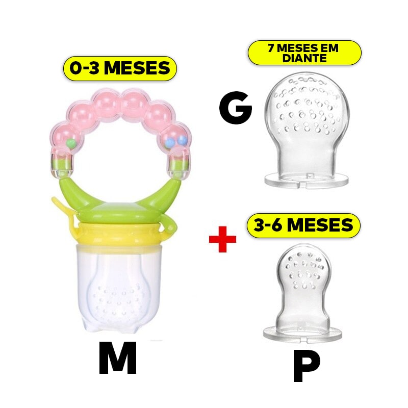 Kit 3 Chupetas Alimentadoras com Furos para Frutas p/ Bebê - FruitBaby®