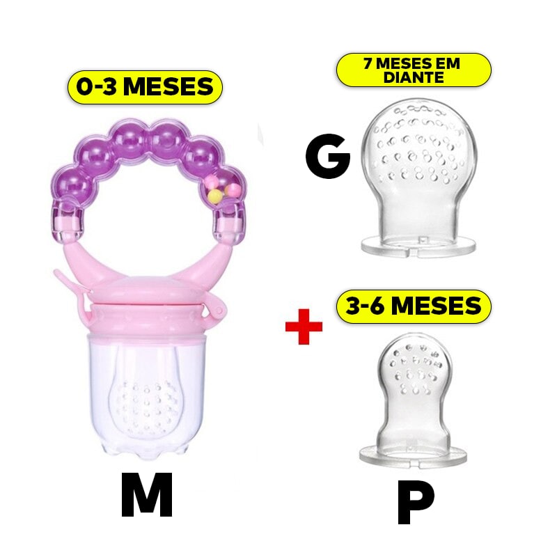 Kit 3 Chupetas Alimentadoras com Furos para Frutas p/ Bebê - FruitBaby®